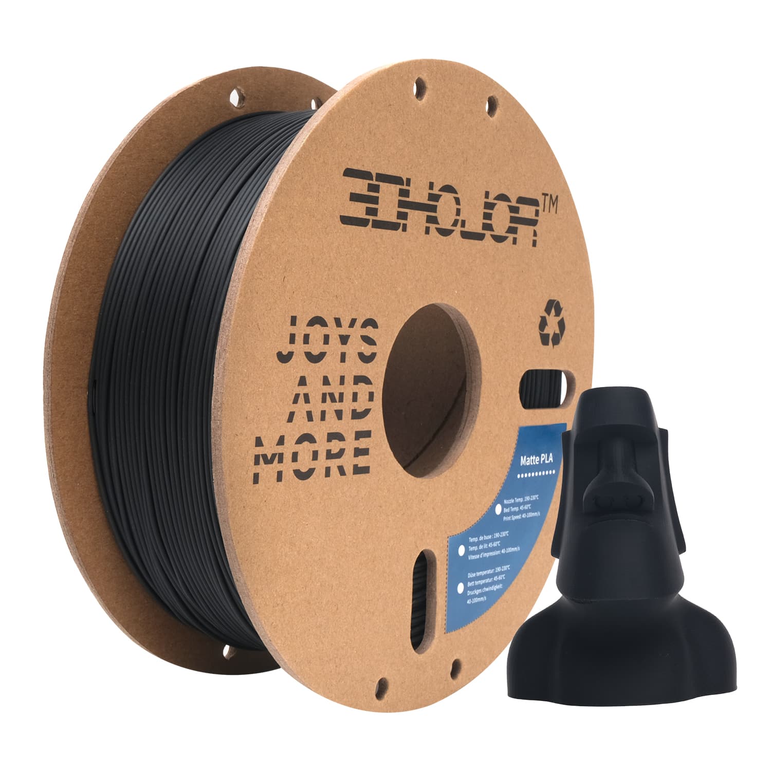 3DHoJor Matte PLA Filament 1.75mm Black, PLA 3D Printer Filament, 1kg