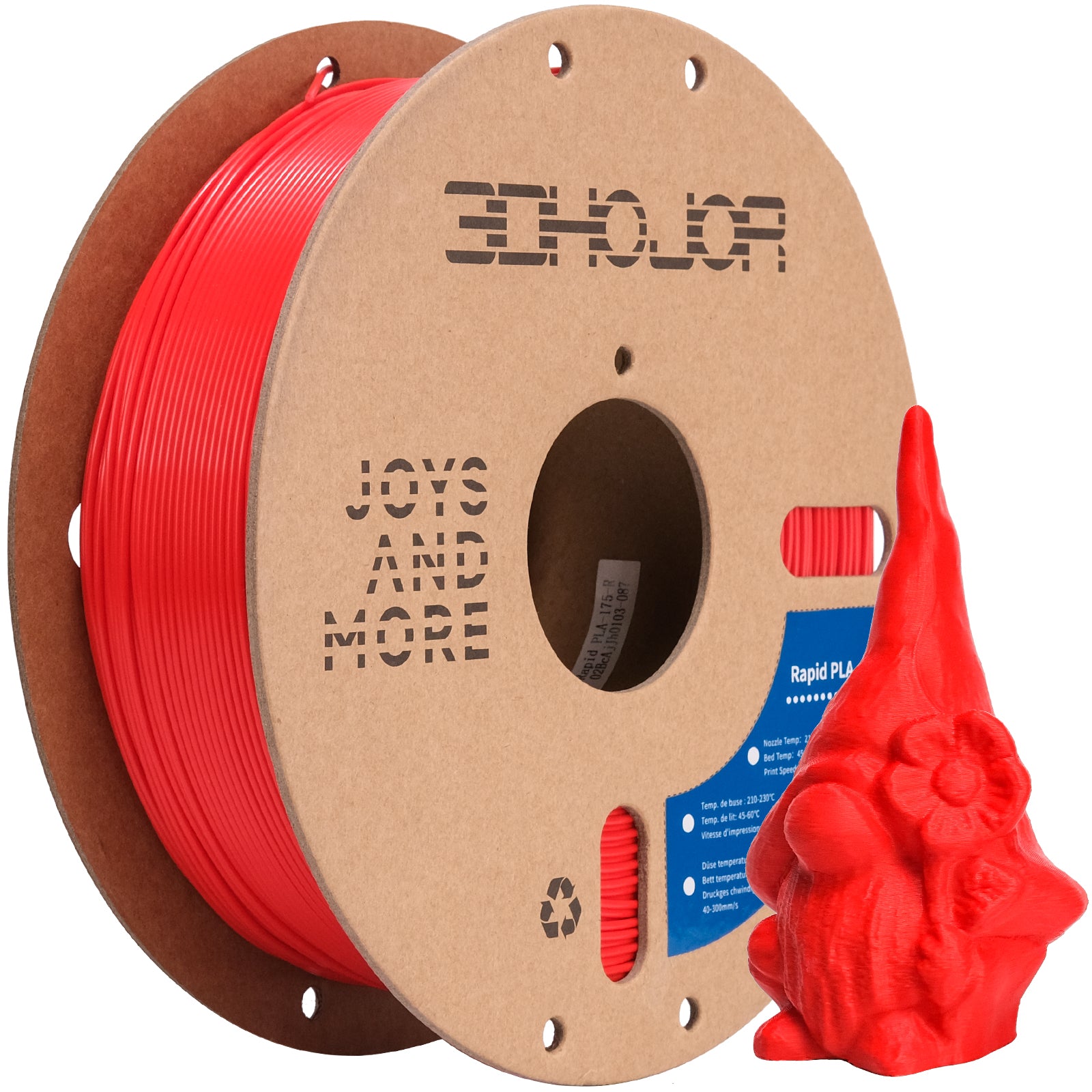 3DHoJor PLA High Speed Printer Filament 1.75mm 1kg Cardboard Spool (2.2lbs) Rapid PLA to 5X Faster Printing Filament PLA Dimensional Accuracy +/- 0.02 mm Fits for Most FDM 3D Printer -Red