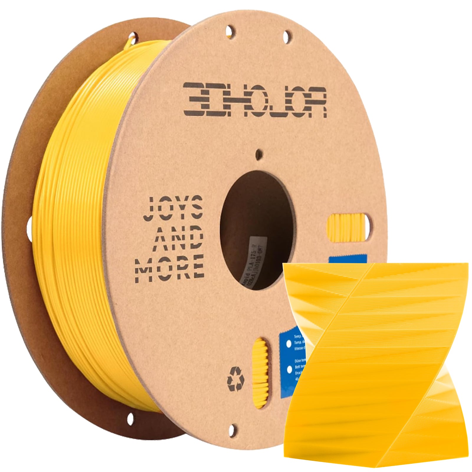 3DHoJor PLA High Speed Printer Filament 1.75mm 1kg Cardboard Spool (2.2lbs) Rapid PLA to 5X Faster Printing Filament PLA Dimensional Accuracy +/- 0.02 mm Fits for Most FDM 3D Printer-Yellow