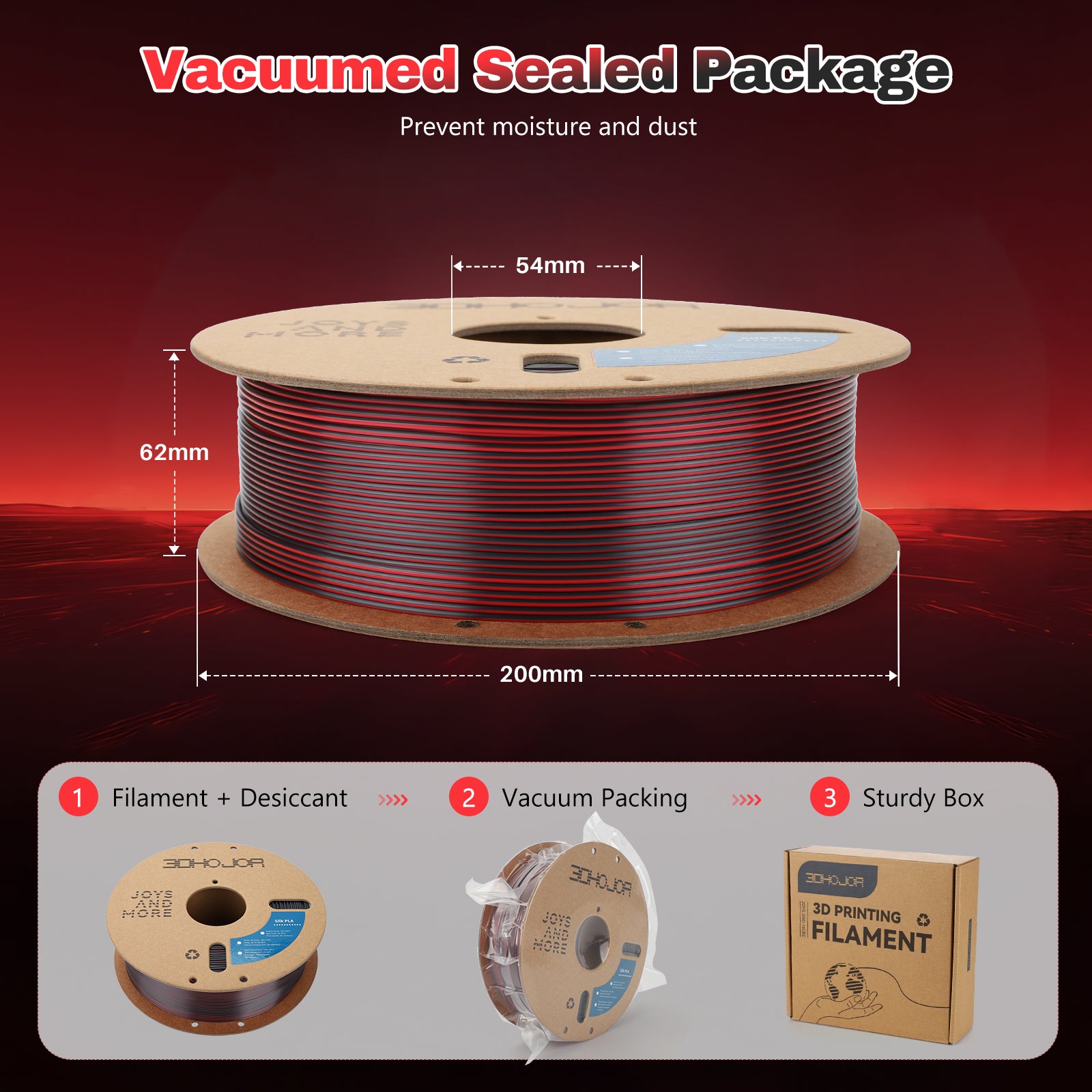 Silk PLA Filament 1.75mm Dual Color PLA 3D Printer Filament 2 in 1 Coextrusion 1KG Spool(2.2lbs) 3D Printing Filament Dimensional Accuracy /- 0.03mm Fits for Most FDM 3D Printers-Black Red