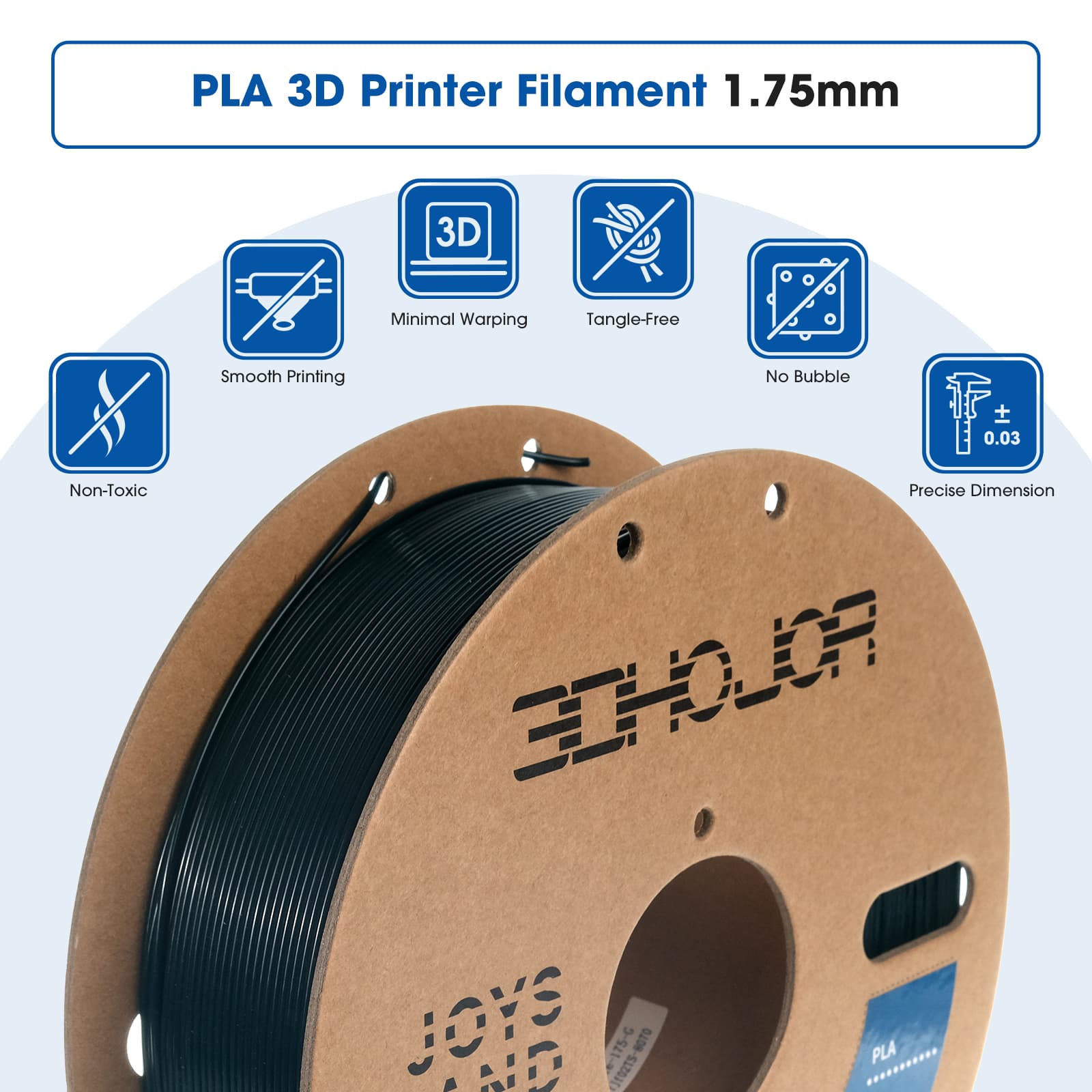 3DHoJor PLA Filament 1.75mm,3D Printer Filament,1kg Cardboard Spool (2.2lbs),Dimensional Accuracy +/- 0.03 mm, Fit Most 3D FDM Printer,Green