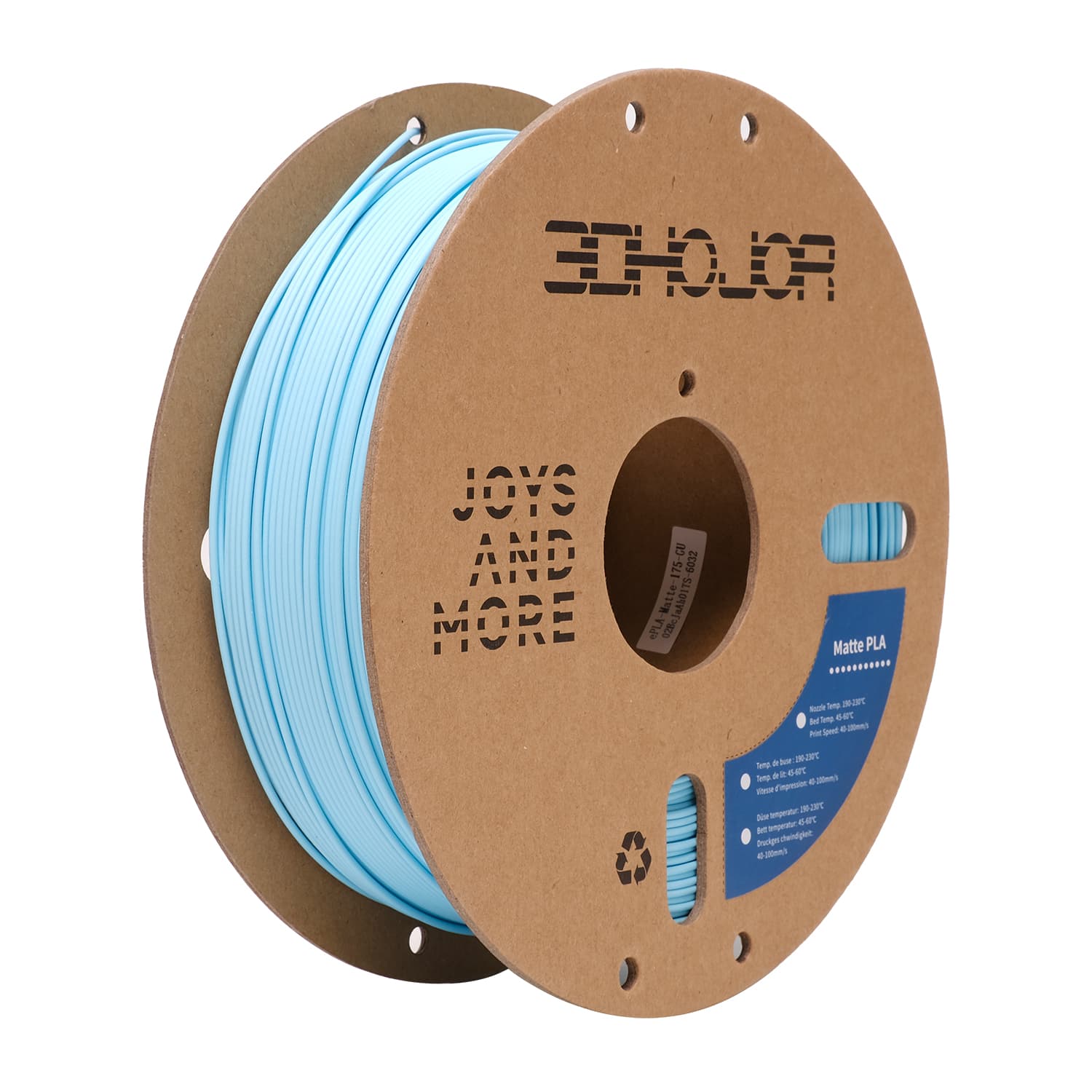 3DHoJor Matte PLA Filament 1.75mm Light Blue, PLA 3D Printer Filament, 1kg Spool (2.2lbs)