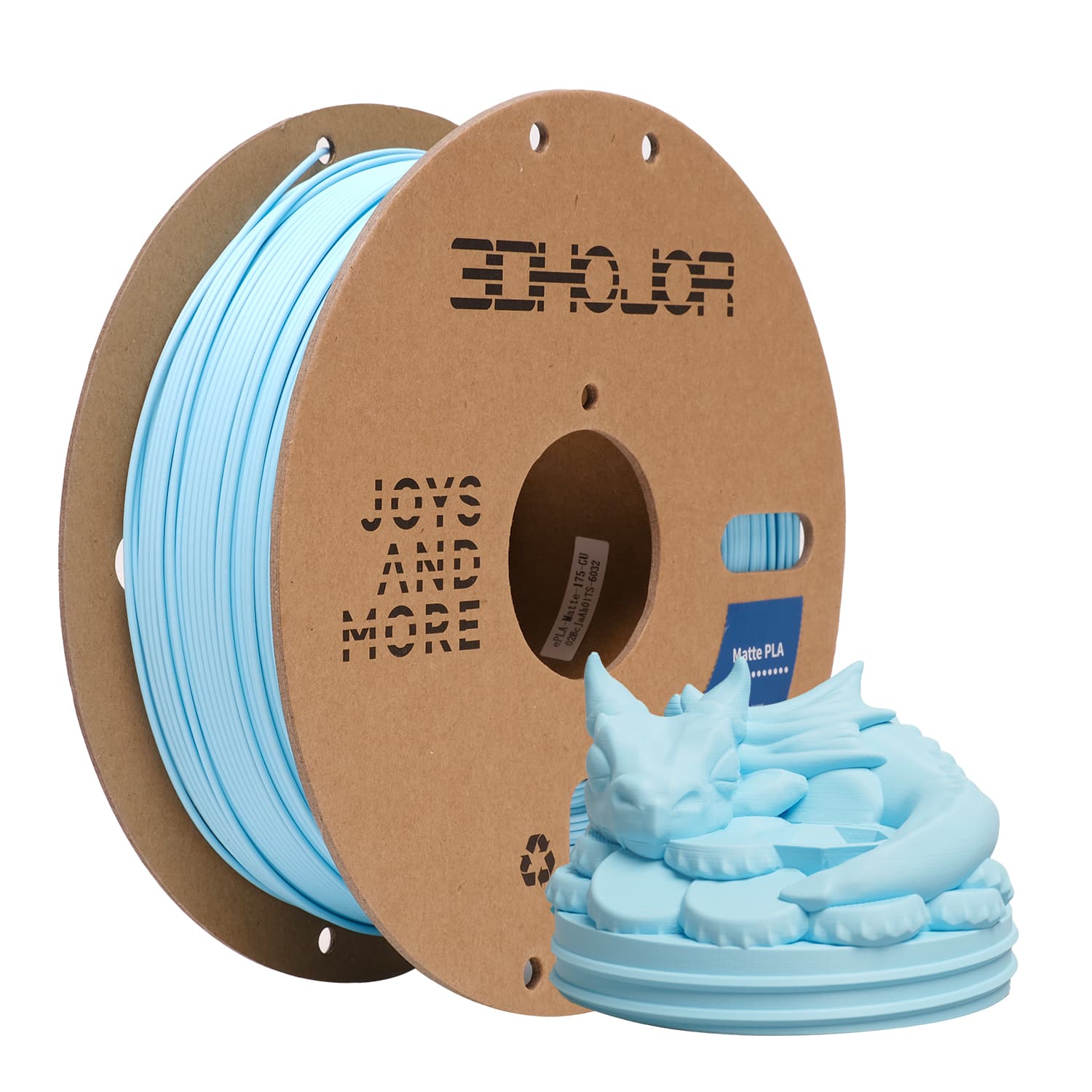 3DHoJor Matte PLA Filament 1.75mm Light Blue, PLA 3D Printer Filament, 1kg Spool (2.2lbs)