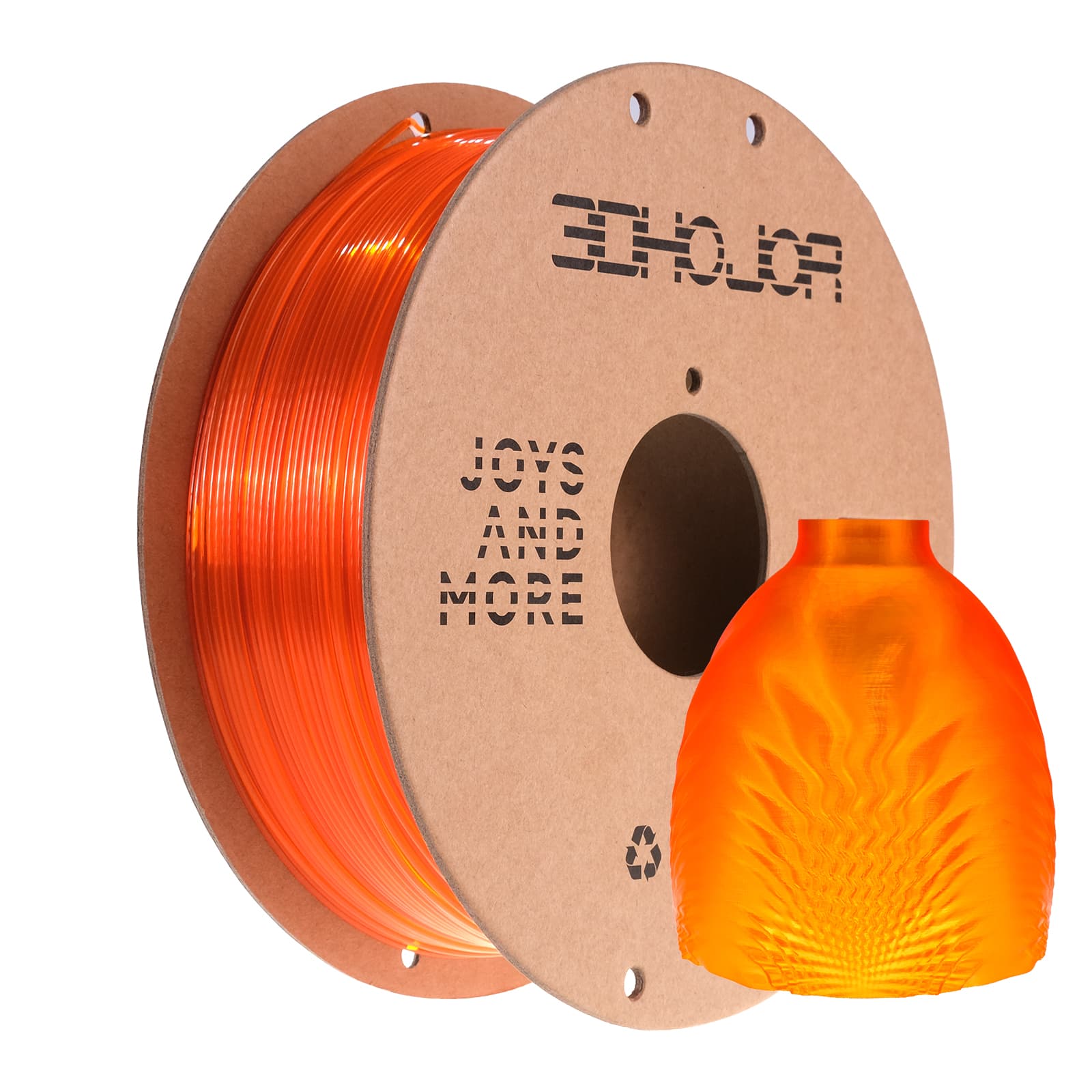 3DHoJor PETG 3D Printing Filament, 2.2 LBS (1KG) Cardboard Spool, Fit Most FDM 3D Printer, Orange