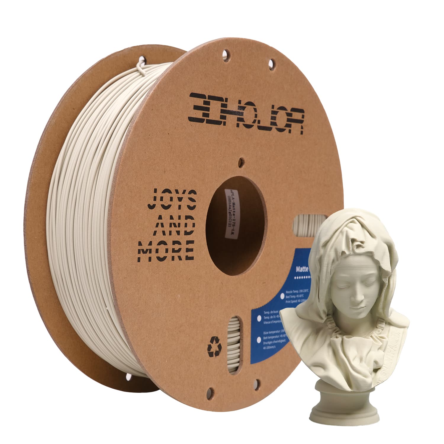 3DHoJor Matte PLA Filament 1.75mm Light Khaki, PLA 3D Printer Filament, 1kg Spool (2.2lbs) PLA Filament