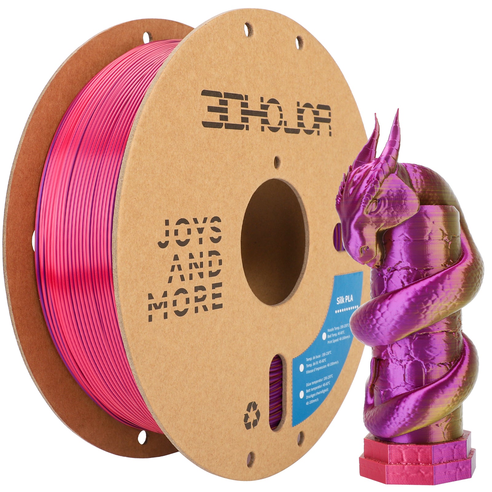 Silk PLA Filament 1.75mm Red Gold Purple Triple Color PLA 3D Printer Filament 3 in 1 Coextrusion 1KG Spool(2.2lbs) 3D Printing Filament Dimensional Accuracy +/- 0.03mm
