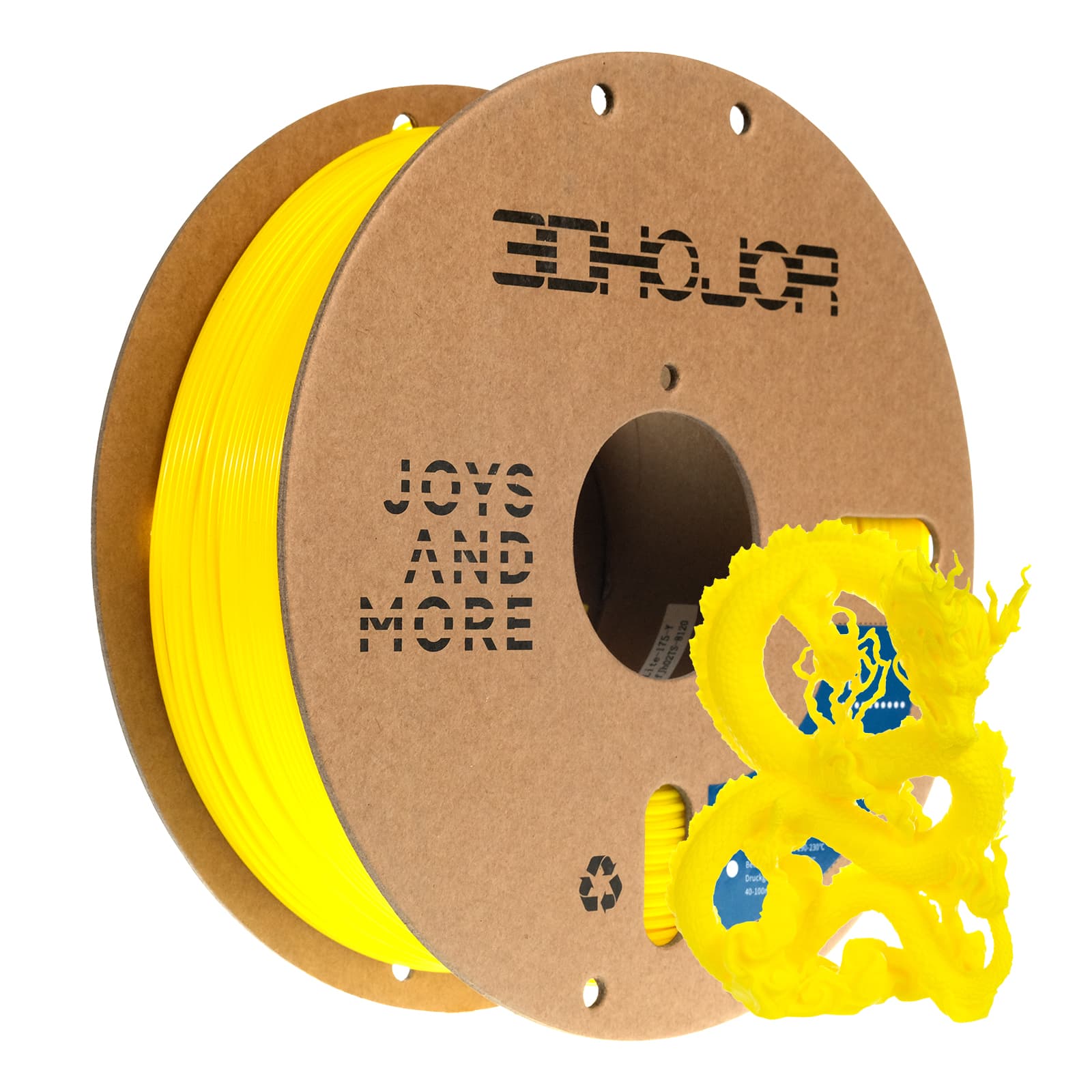 3DHoJor PLA Filament 1.75mm,3D Printer Filament,1kg Cardboard Spool (2.2lbs), Fit Most 3D FDM Printer,Yellow