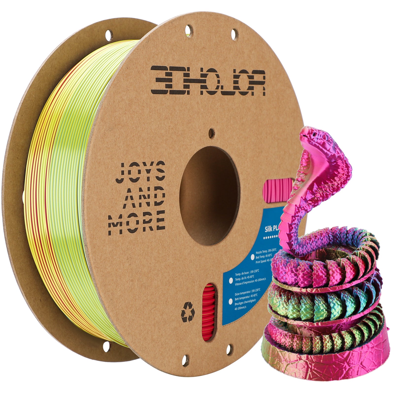 Silk PLA Filament 1.75mm Red Yellow Blue Triple Color PLA 3D Printer Filament 3 in 1 Coextrusion 1KG Spool(2.2lbs) 3D Printing Filament Dimensional Accuracy /- 0.03mm