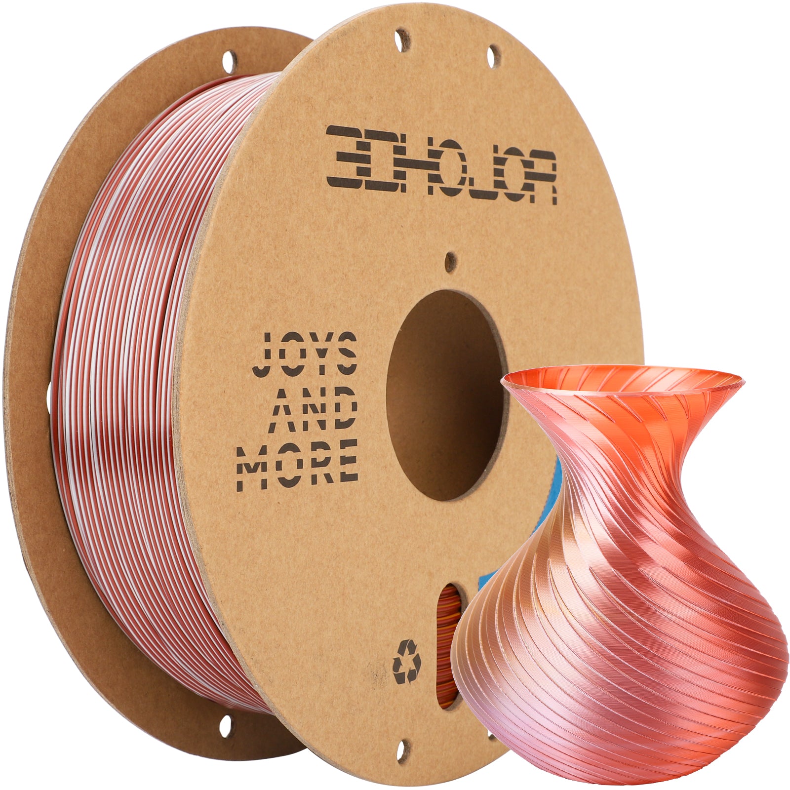 Silk PLA Filament 1.75mm Gold Silver Copper Triple Color PLA 3D Printer Filament 3 in 1 Coextrusion 1KG Spool(2.2lbs) 3D Printing Filament Dimensional Accuracy +/- 0.03mm