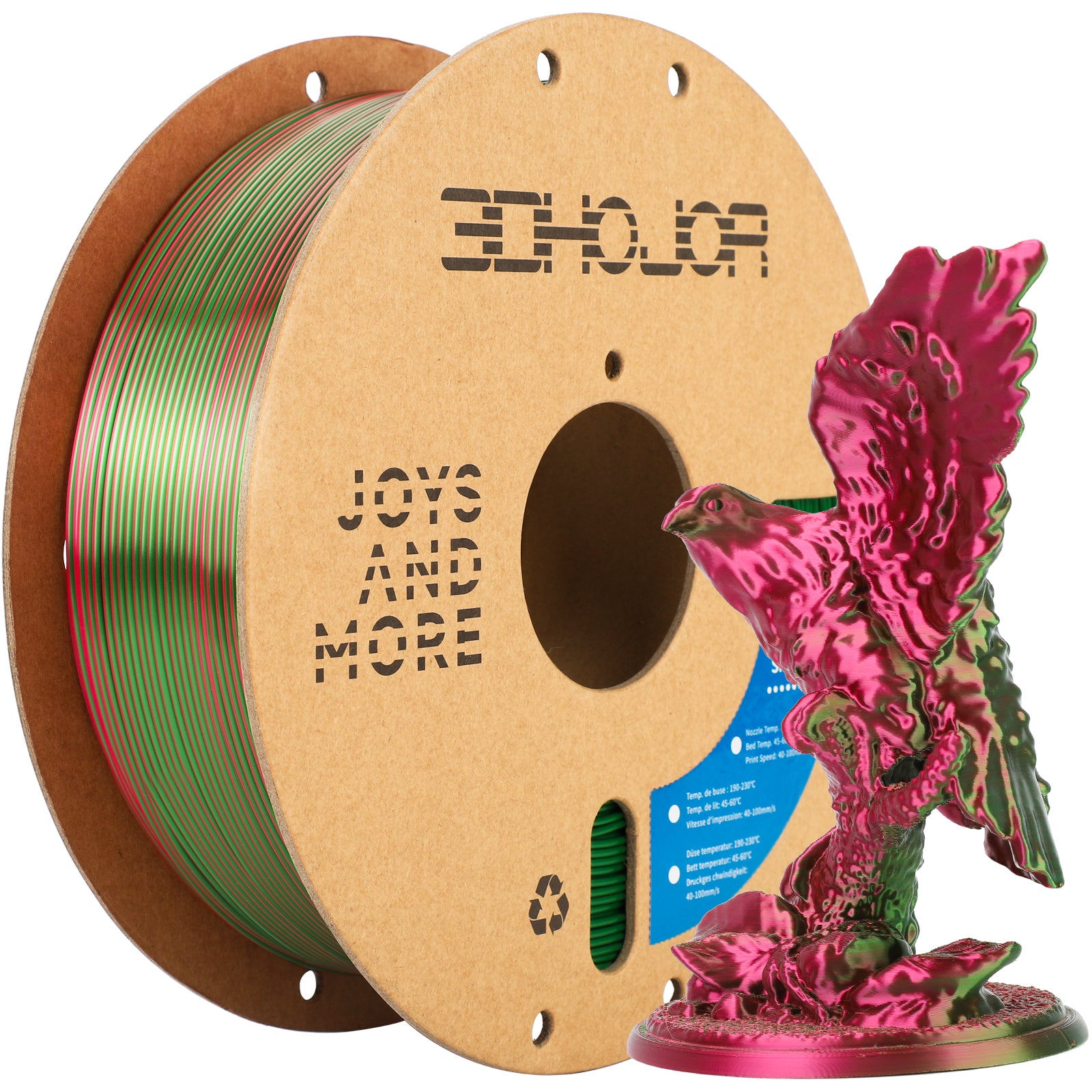 Silk PLA Filament 1.75mm Red Green Dual Color PLA 3D Printer Filament 2 in 1 Coextrusion 1KG Spool(2.2lbs) 3D Printing Filament Dimensional Accuracy /- 0.03mm Fits for Most FDM 3D Printers