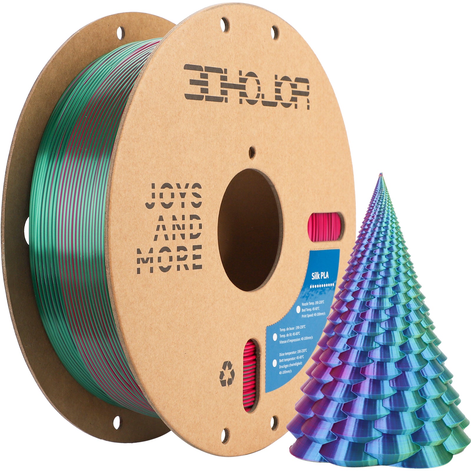 Silk PLA Filament 1.75mm Red Green Blue Triple Color PLA 3D Printer Filament 3 in 1 Coextrusion 1KG Spool(2.2lbs) 3D Printing Filament Dimensional Accuracy /- 0.03mm