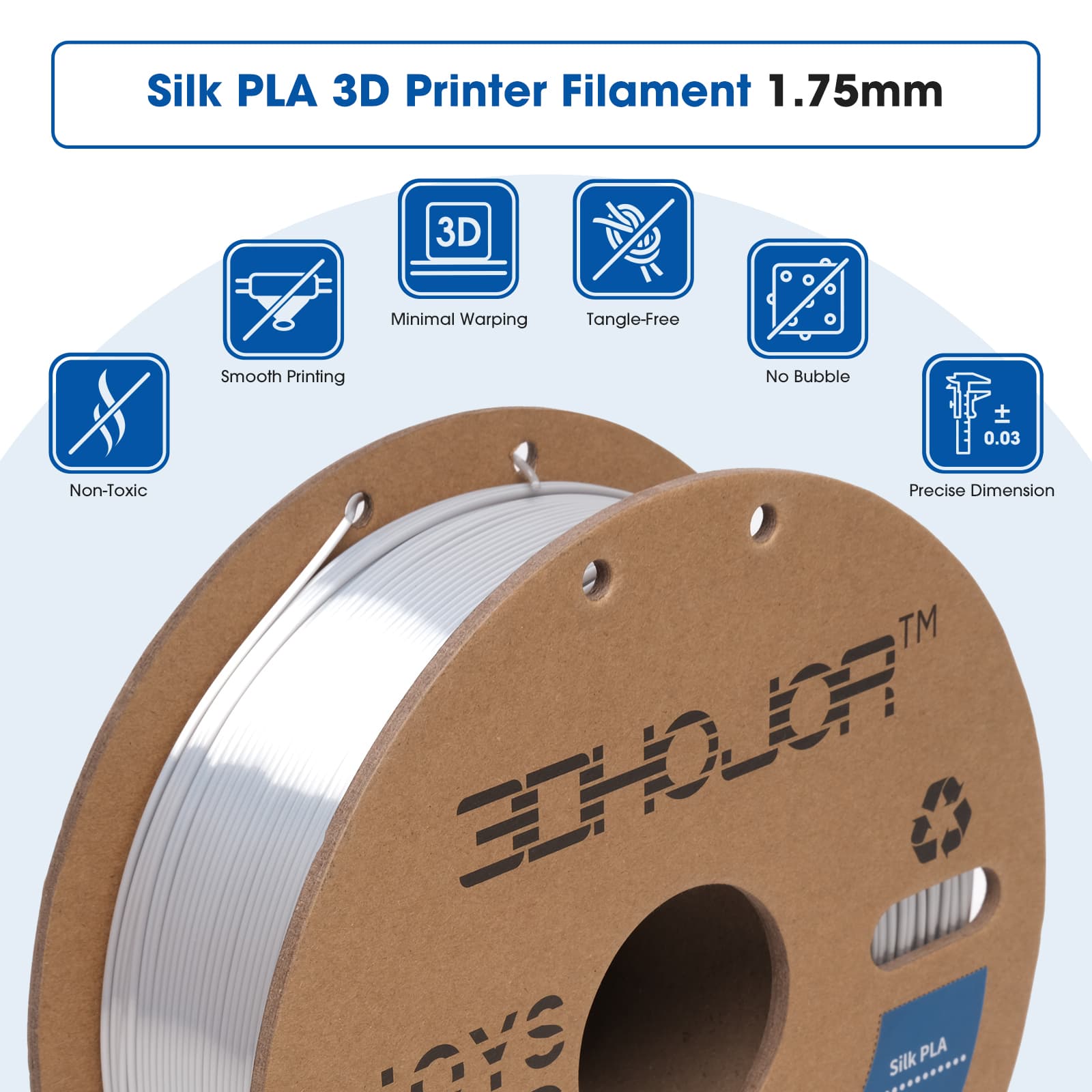 Esun PLA+ 1.75mm Filament, PLA Plus 3D Printer Filament, 1KG Coil (2.2lbs),  Silver
