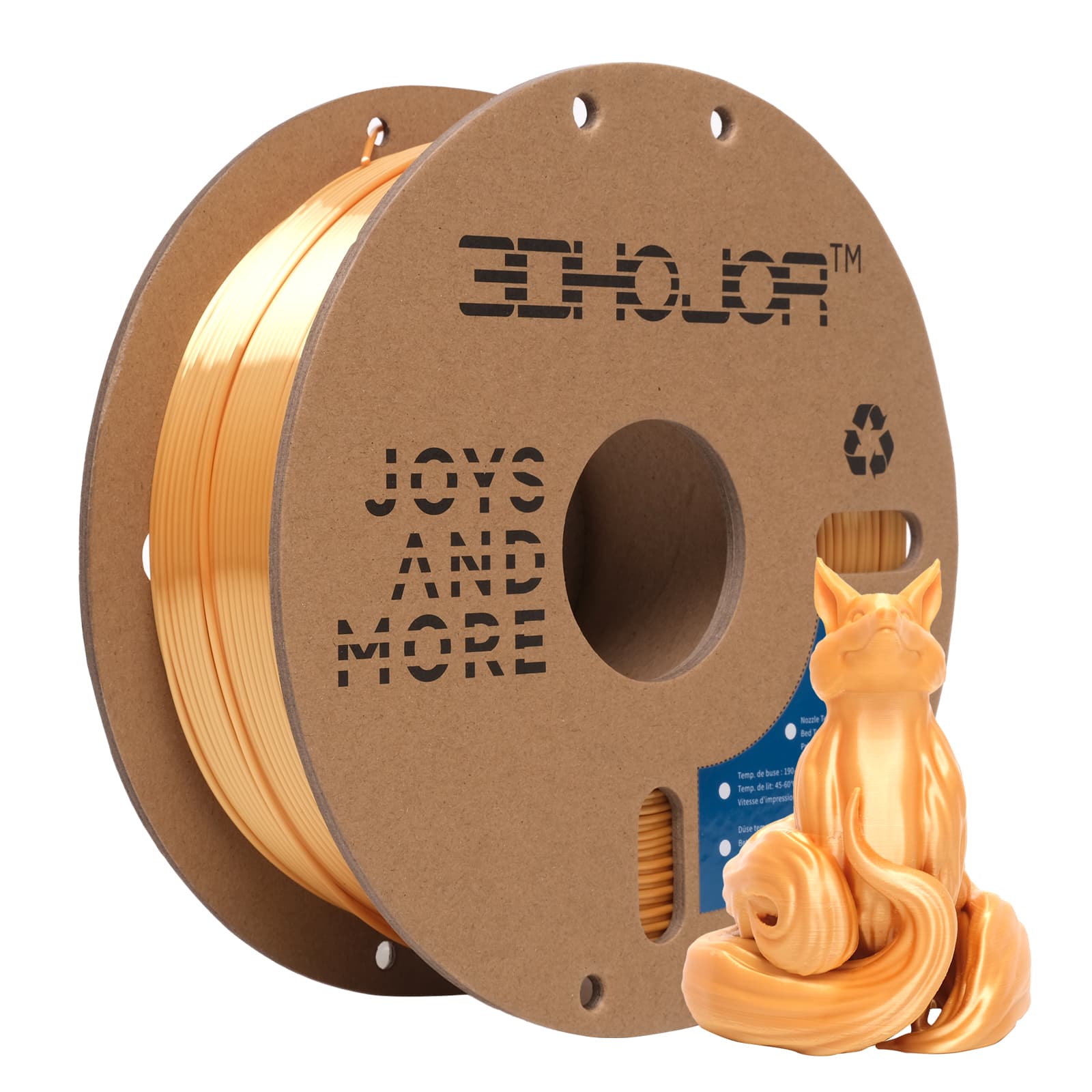 3DHoJor Silk PLA Filament 1.75mm, 2.2 LBS (1KG) Cardboard Spool, Silk Gold