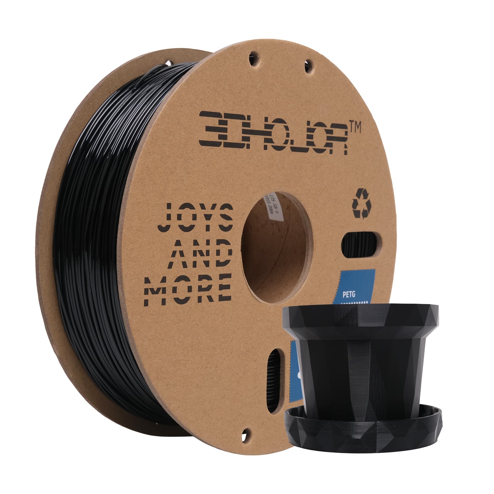 3DHoJor PETG Filament 1.75mm, 2.2 LBS (1KG) Cardboard Spool, Black
