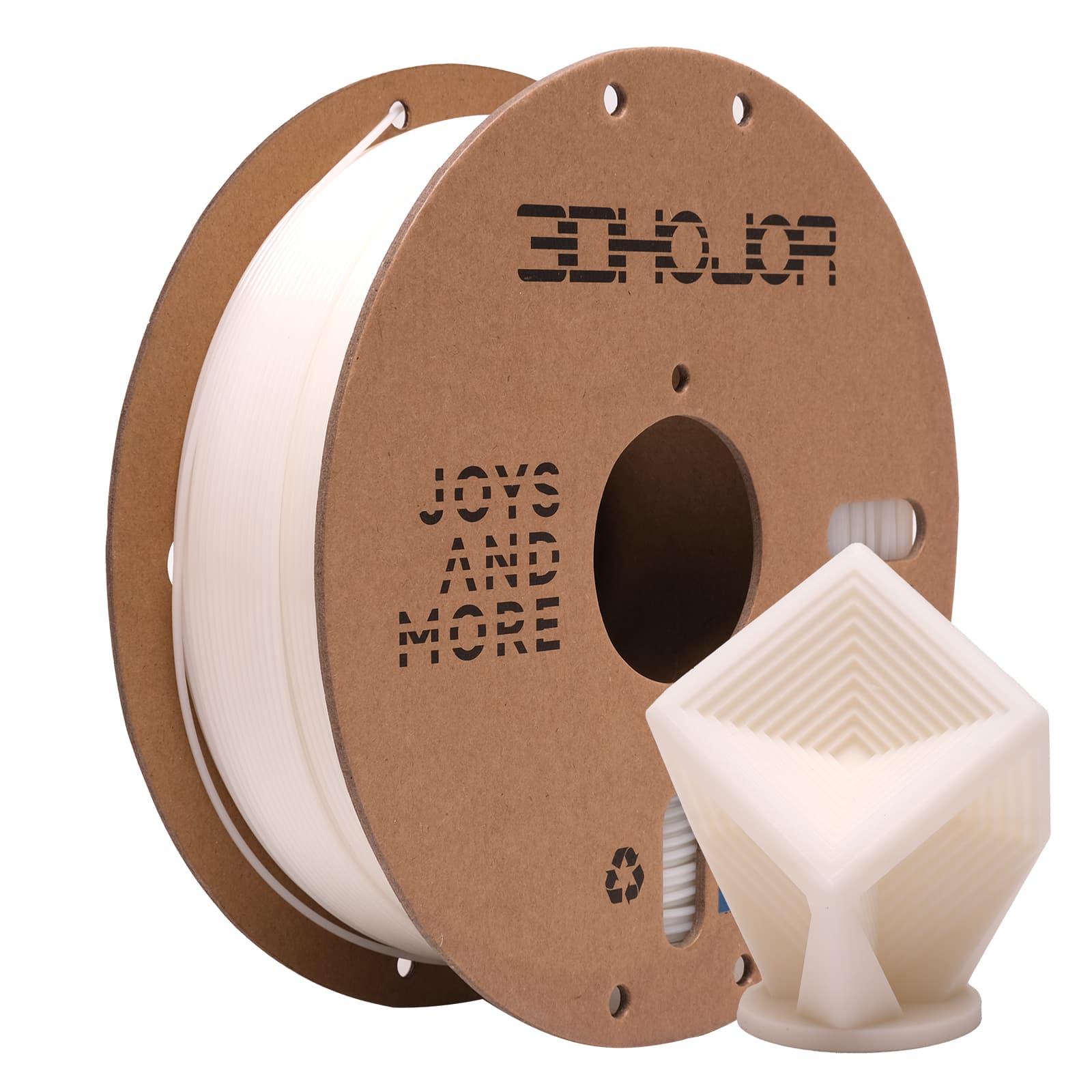 3DHoJor PLA Filament 1.75mm White,3D Printing Filament,1kg Cardboard Spool (2.2lbs), Fit Most FDM 3D Printer